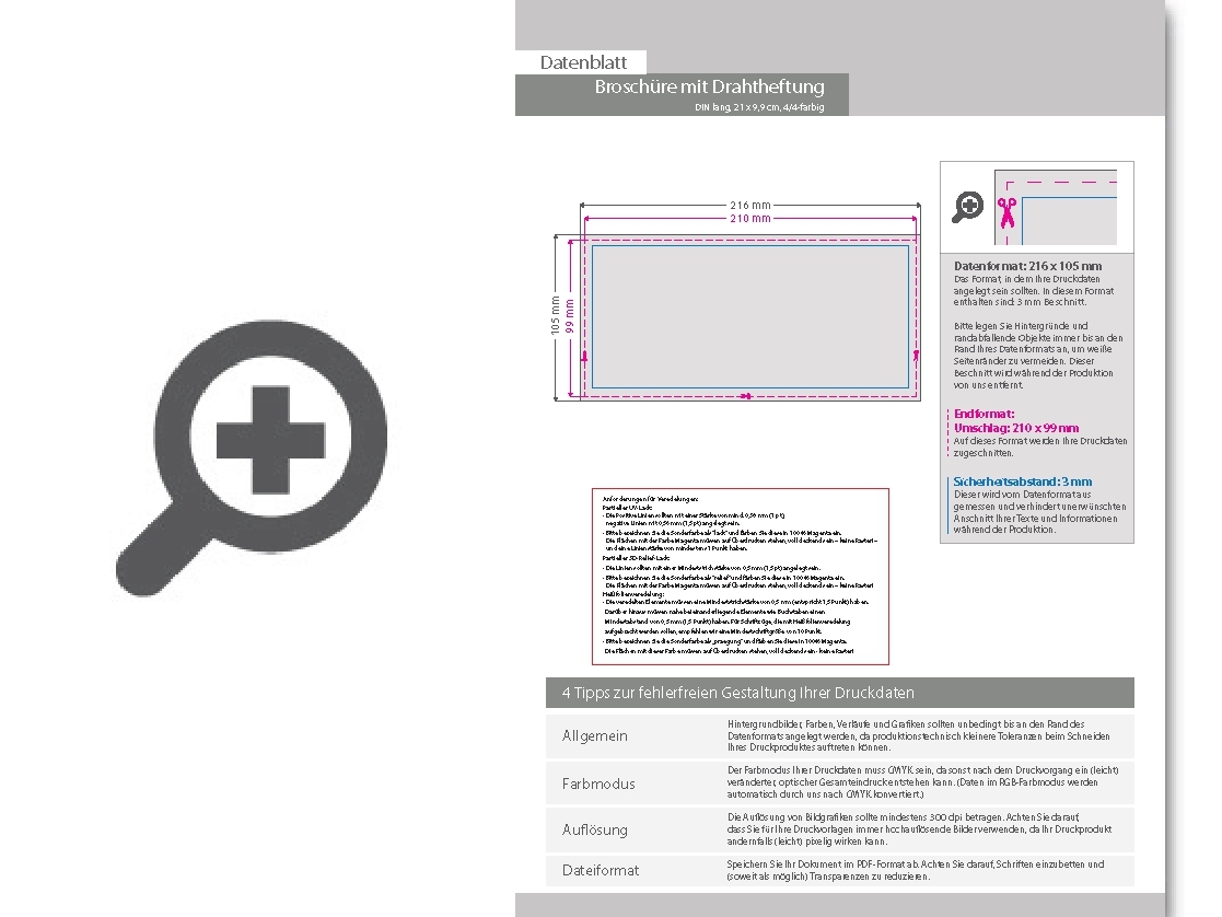 Product Bild brosch__re_mit_drahtheftung__endformat_din_lang_quer_(210_x_99_mm)__140-seitig
